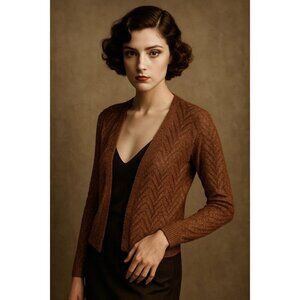 ✨ Vintage Shayne Metallic Copper Open-Weave Cardigan – From British Hong Kong